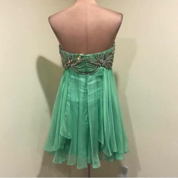 NWT Sherri Hill Prom Dress Size 6 Pastel Green Rhinestone Mini Style 3846 - Picture 4 of 9